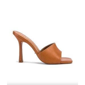 NWT Tony Bianco tan brown leather Flora stiletto high heel mule sandals